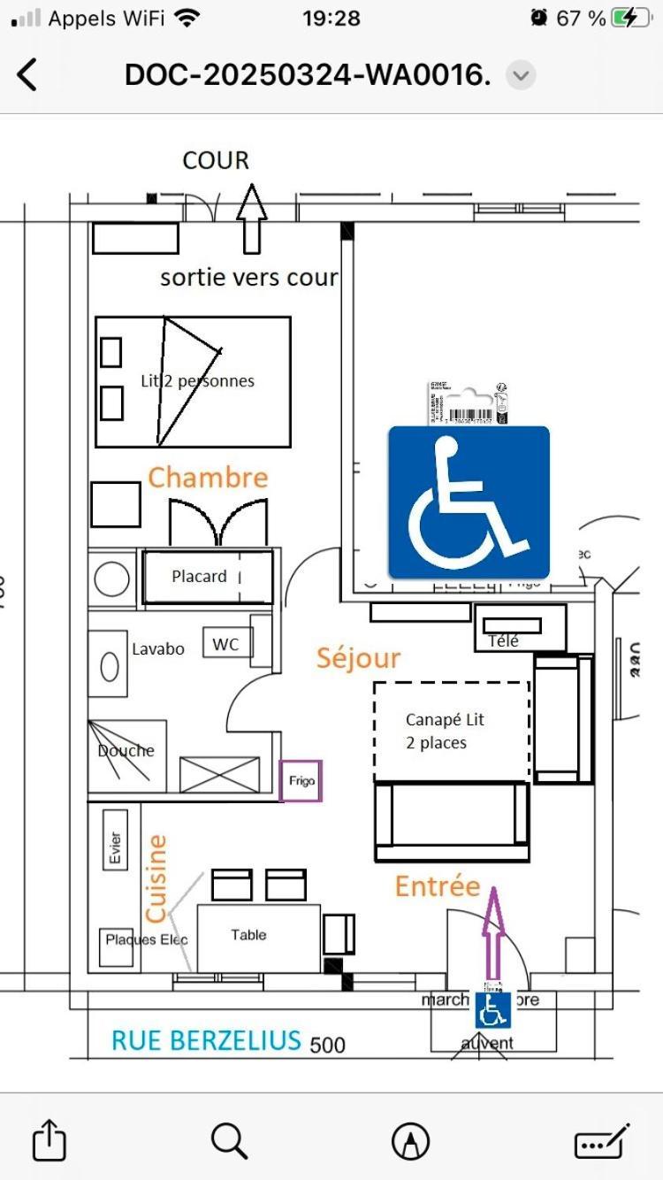 Guesthouse Familial Pour 1,2,3,4 Personnes De 42M2-Accessible Handic -Rez De Chaussee-Vues Sur Rue Et Patio Prive - Sejour,Chambre Separee,Cuisine,Salle De Bain,Lit Double Et Canape-Lit 2Pers-Entree De La Rue Berzelius-5 Minutes Du Metro Brochant-Lig パリ エクステリア 写真